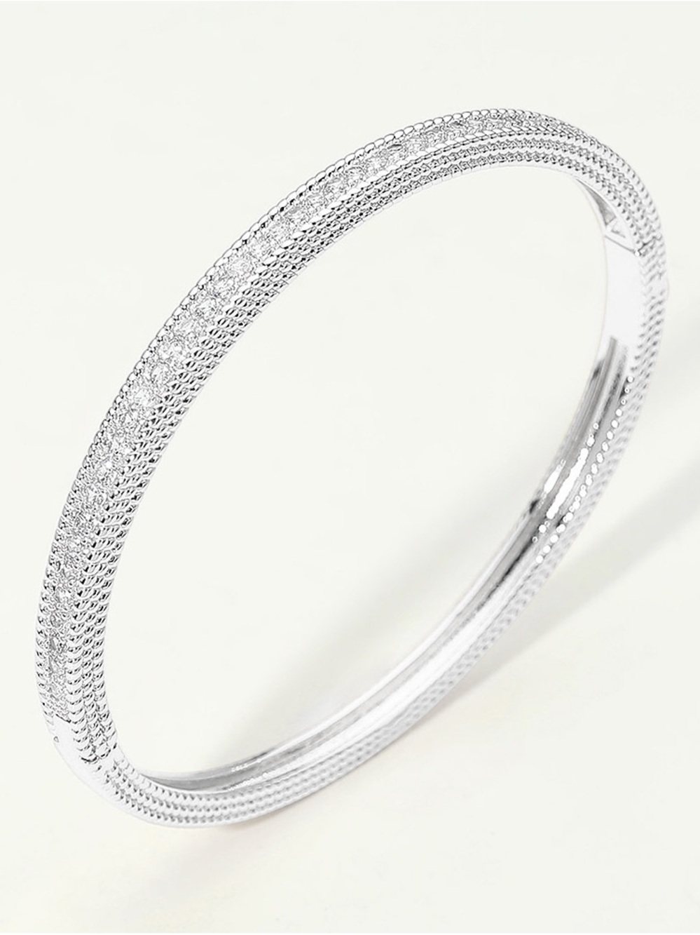 Textured Silver Bangle Bracelet for Women